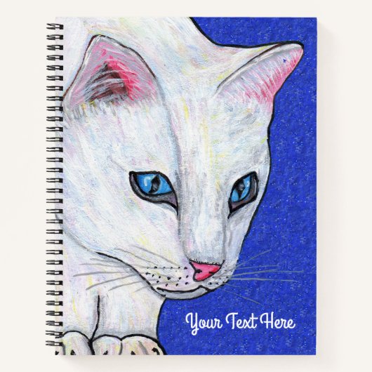 White Cat Bright Blue eyes Sparkle Deep Blue Notizblock (Vorderseite)