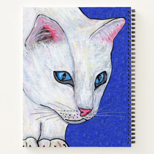 White Cat Bright Blue eyes Sparkle Deep Blue Notizblock (Rückseite)