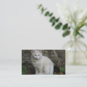 White Cat Business Card Visitenkarte (Stehend Vorderseite)