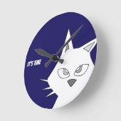 White Cat Cartoon Runde Wanduhr (Winkel)