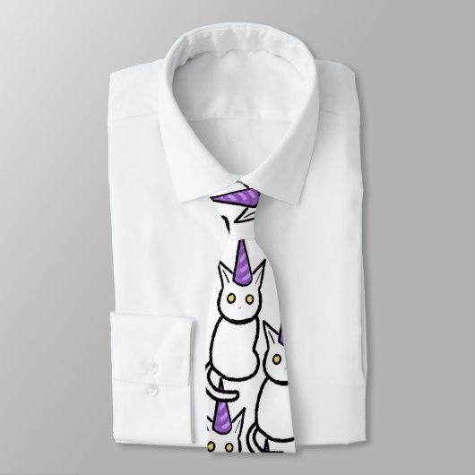 White Cat Celebration Tie Krawatte (Gebunden)