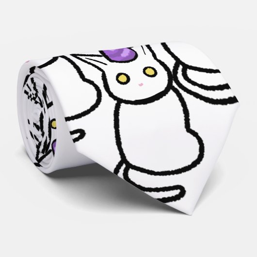 White Cat Celebration Tie Krawatte (Gerollt)