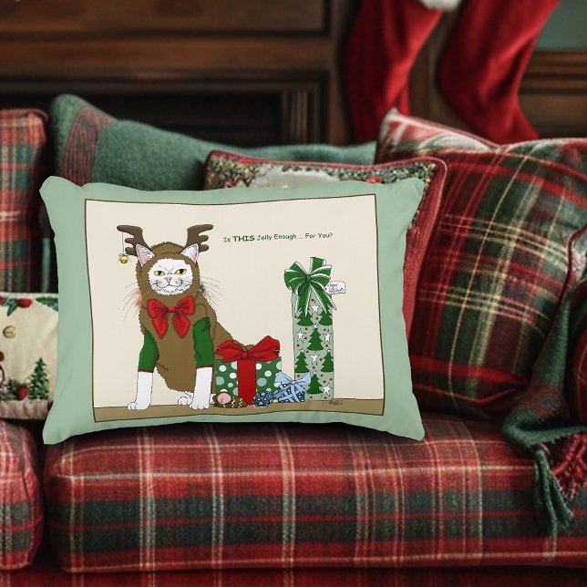 White Cat Christmas Jolly Funny Dekokissen (Von Creator hochgeladen)