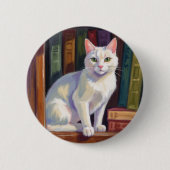 White Cat Drawing Button (Vorderseite)