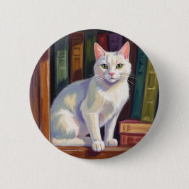 White Cat Drawing Button