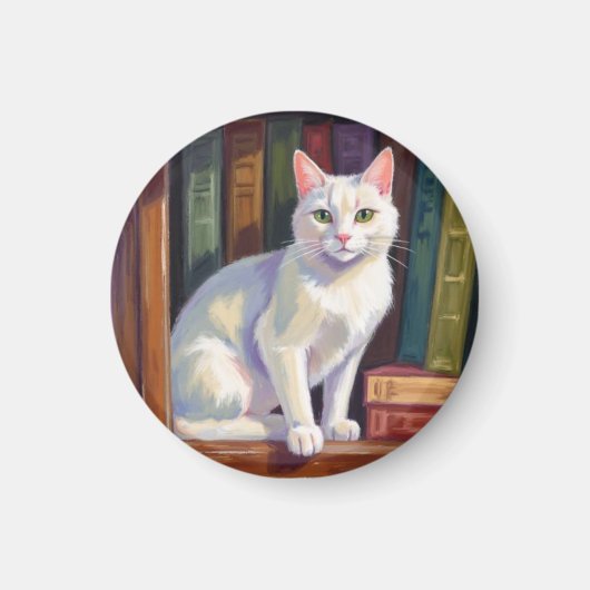 White Cat Drawing Magnet (Vorne)