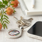 White Cat Drawing Schlüsselanhänger (Seite)