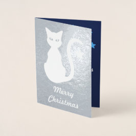White Cat Foil Weihnachtskarte Folienkarte