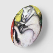 White cat, Franz Marc Runde Wanduhr (Winkel)