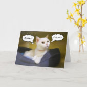 White Cat Funny Birthday Card Karte (Gelbe Blume)