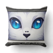 White Cat Illustration With Vibrant Blue Eyes