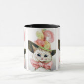 White Cat in einem Extravaganten Hutgemälde von Lo Tasse (Zentrum)