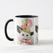 White Cat in einem Extravaganten Hutgemälde von Lo Tasse (Links)
