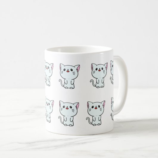 White Cat Kitten Design - Adortable Animal Lover Kaffeetasse (VorderseiteRechts)