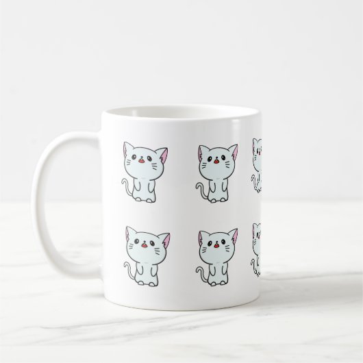 White Cat Kitten Design - Adortable Animal Lover Kaffeetasse (Links)