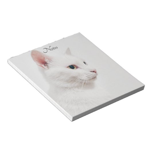 White Cat Kitty Notepad Notizblock (angewinkelt)
