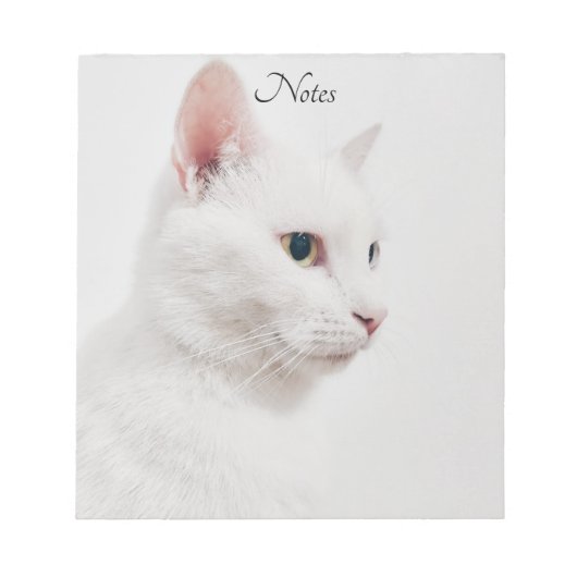 White Cat Kitty Notepad Notizblock (Vorderseite)