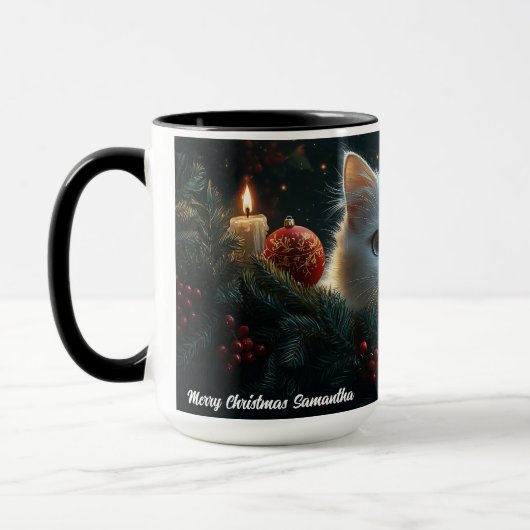 White Cat Liebhaber Weihnachtsgeschenk Tasse für M (Links)
