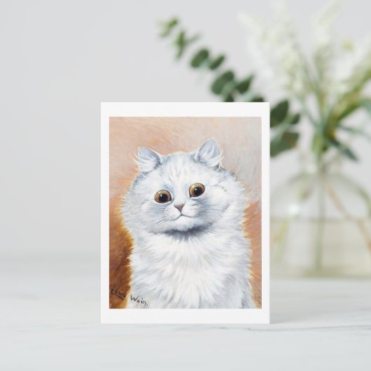 White Cat, Louis Wain Postkarte (Stehend Vorderseite)