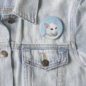 White Cat Malerei - Niedliche Original Cat Art Button (Beispiel)