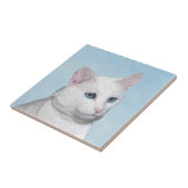 White Cat Malerei - Niedliche Original Cat Art Fliese (Seite)