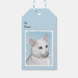 White Cat Malerei - Niedliche Original Cat Art Geschenkanhänger