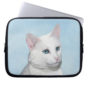 White Cat Malerei - Niedliche Original Cat Art Laptopschutzhülle
