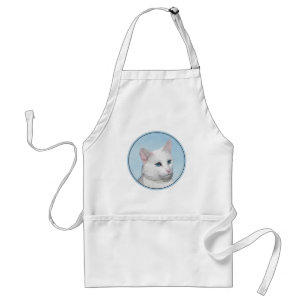 White Cat Malerei - Niedliche Original Cat Art Schürze