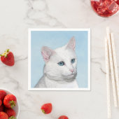 White Cat Malerei - Niedliche Original Cat Art Serviette (Beispiel)