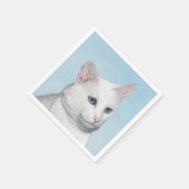 White Cat Malerei - Niedliche Original Cat Art Serviette (Ecke)
