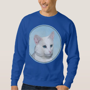 White Cat Malerei - Niedliche Original Cat Art Sweatshirt