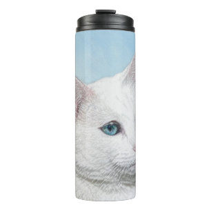 White Cat Malerei - Niedliche Original Cat Art Thermosbecher