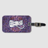 White Cat Mauve Daisies Gepäckanhänger (Vorderseite (Horizontal))