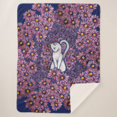 White Cat Mauve Daisies Sherpadecke (Vorderseite)