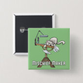 White Cat Mischief Maker Button (Vorne & Hinten)