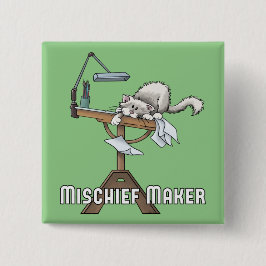 White Cat Mischief Maker Button