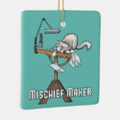 White Cat Mischief Maker Keramik Ornament (Rechts)