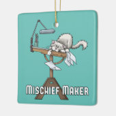 White Cat Mischief Maker Keramik Ornament (Links)