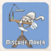 White Cat Mischief Maker Square Paper Untersetzer (Vorderseite)