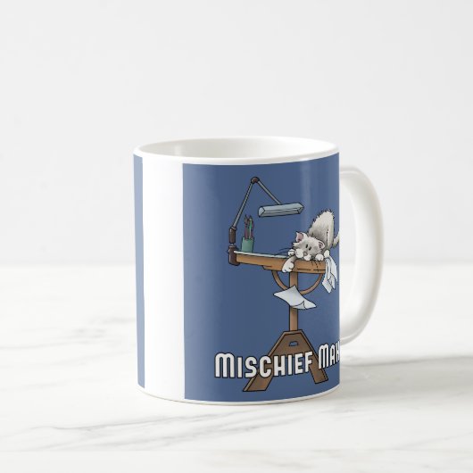 White Cat Mischief Maker Tasse (VorderseiteRechts)