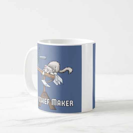 White Cat Mischief Maker Tasse (Vorderseite Links)