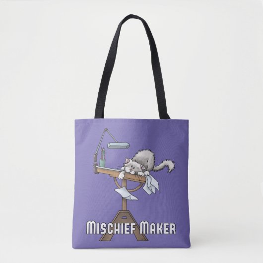 White Cat Mischief Maker Tote Bag Tasche (Vorderseite)