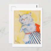 White Cat mit Schürze, Louis Wain Postkarte (Vorne/Hinten)