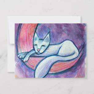 White Cat Moon Postkarte
