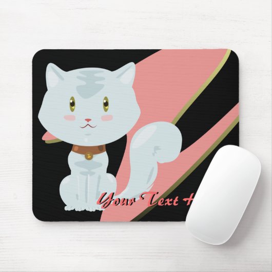 White Cat Mousepad (Mit Mouse)