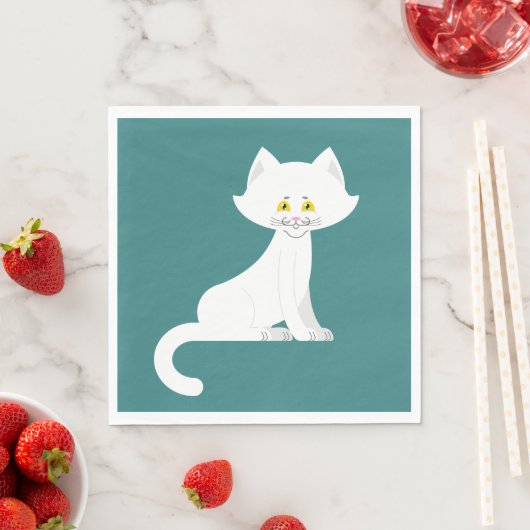 White Cat Napkins Serviette (Beispiel)