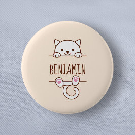 White Cat Peeking hinter Individuelle Name Button