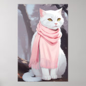 White Cat Pink Outfit Herbst Winter Manga Manga MA Poster (Vorne)