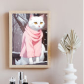 White Cat Pink Outfit Herbst Winter Manga Manga MA Poster