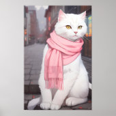 White Cat Pink Outfit Herbst Winter Manga Manga MA Poster (Vorne)